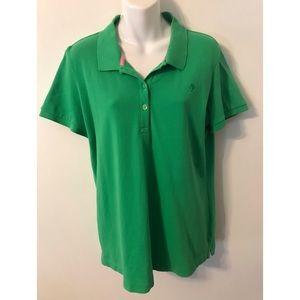 Lilly Pulitzer Chic Fit Womens Size XL Green Short Sleeve Polo Shirt (Q14)